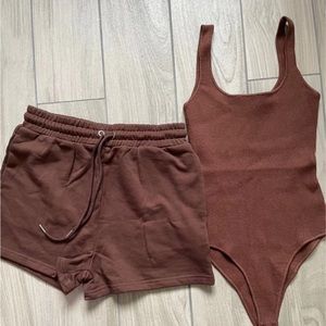 2 Piece Brown Short Set